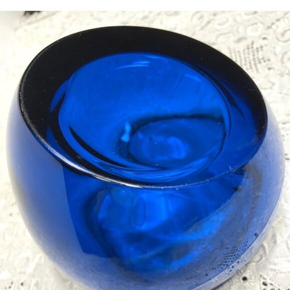 Vintage Cobalt Blue Orb Ashtrsy 6in heavy. Rare 5LB - Picture 7 of 8